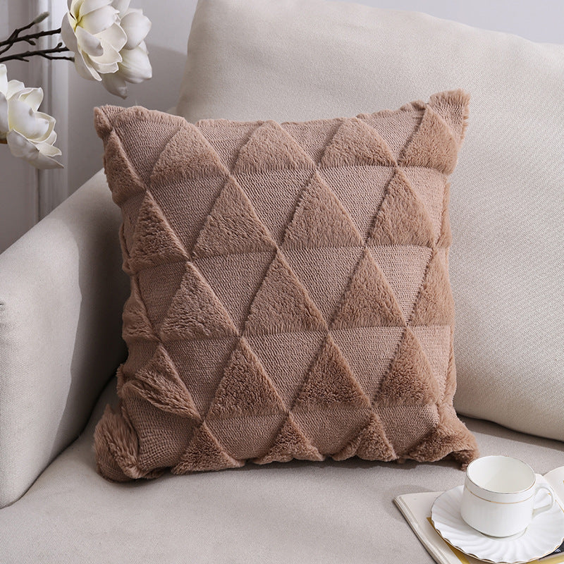 HKM-528659 Nordic Double-Sided Plush Cushion Cover, 45x45cm - Solid Colors and Patterns