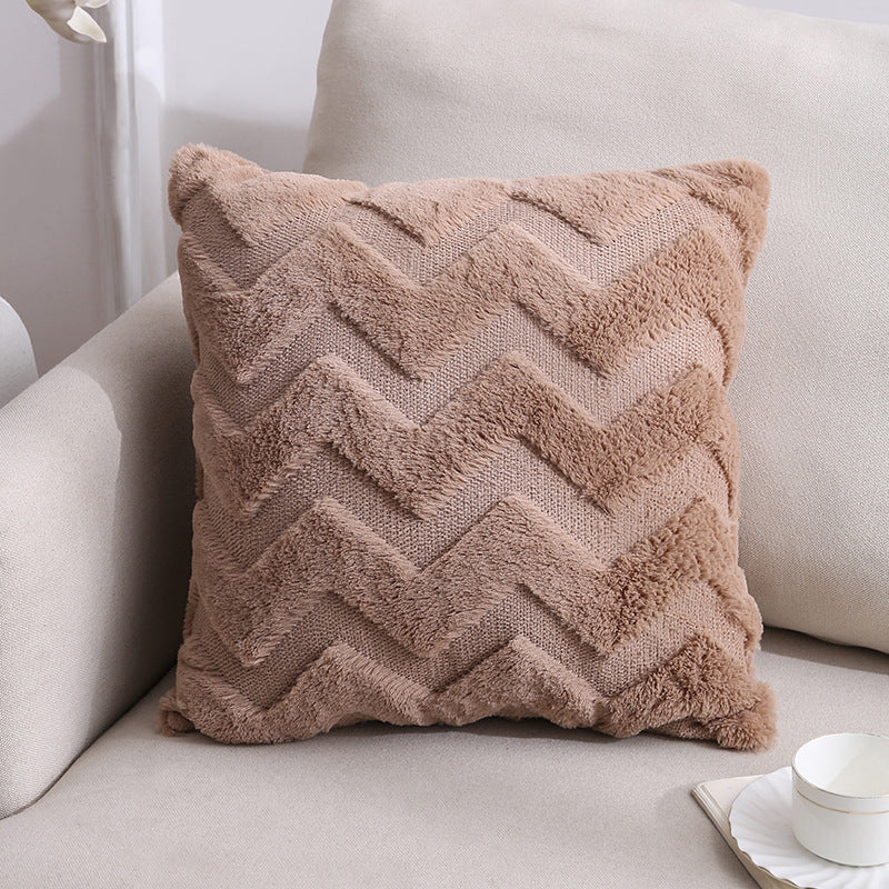 HKM-528659 Nordic Double-Sided Plush Cushion Cover, 45x45cm - Solid Colors and Patterns