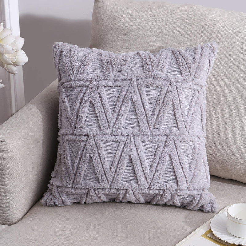 HKM-528659 Nordic Double-Sided Plush Cushion Cover, 45x45cm - Solid Colors and Patterns