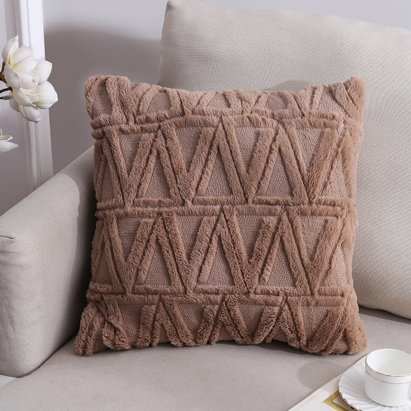 HKM-528659 Nordic Double-Sided Plush Cushion Cover, 45x45cm - Solid Colors and Patterns