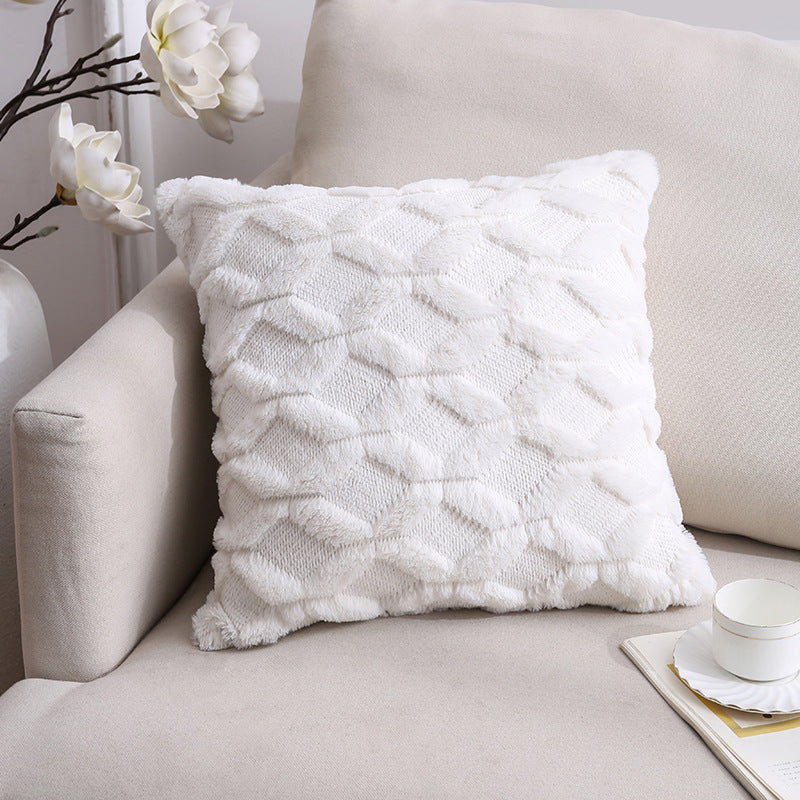 HKM-528659 Nordic Double-Sided Plush Cushion Cover, 45x45cm - Solid Colors and Patterns