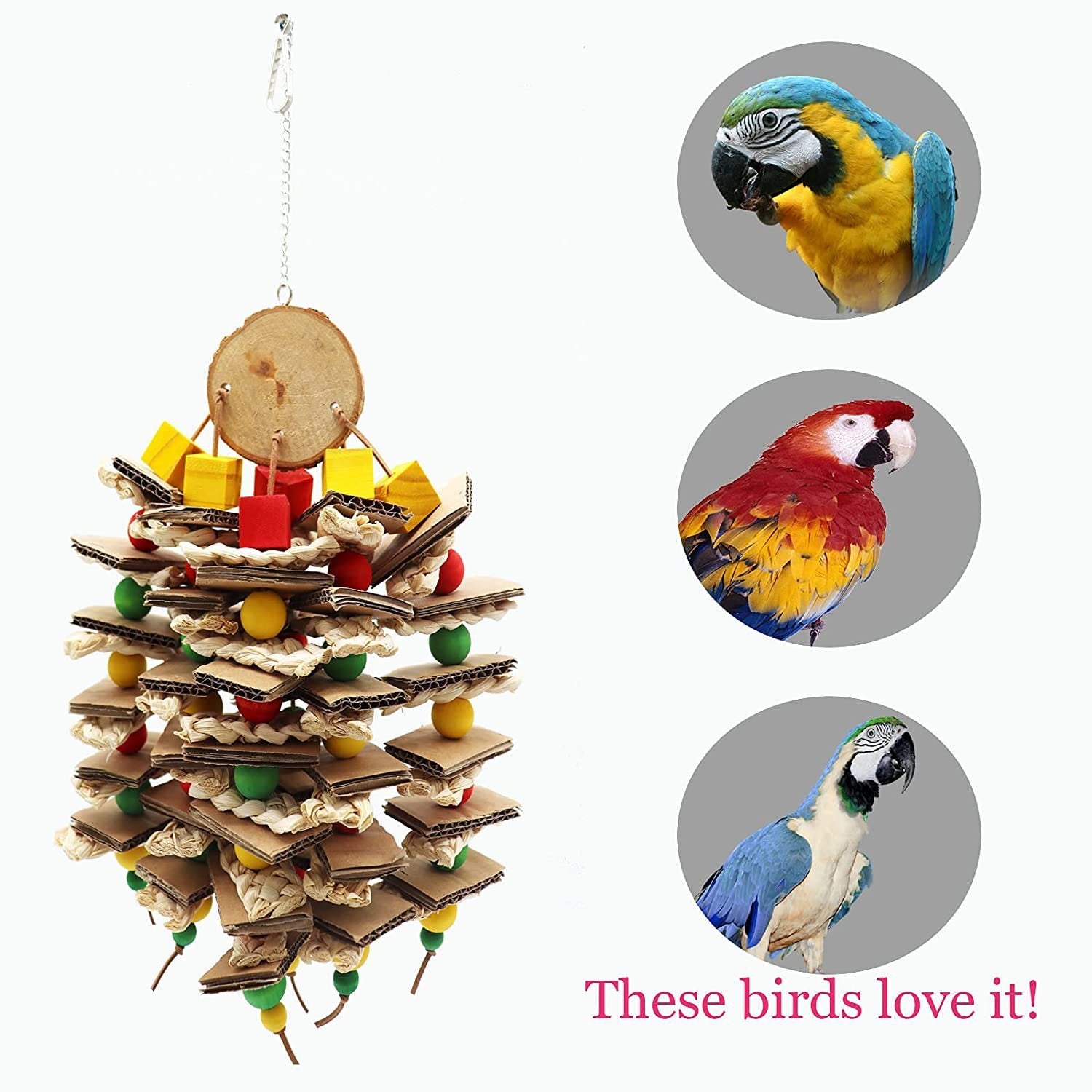 HKM-528787 Natural Corn Husk and Tree Bark Gnawing Logs for Small and Medium Parrots