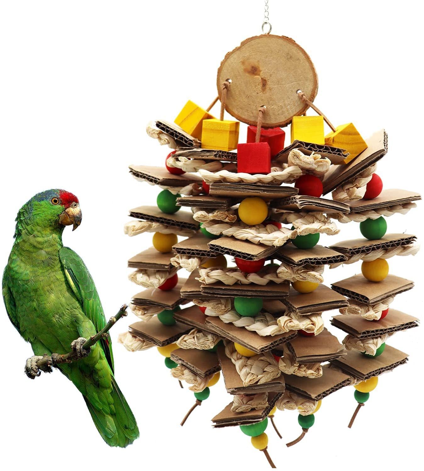 HKM-528787 Natural Corn Husk and Tree Bark Gnawing Logs for Small and Medium Parrots