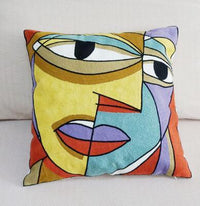 HKM-528915 Cotton and Linen 45x45cm Embroidered Cushion Cover
