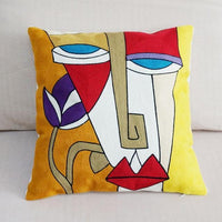 HKM-528915 Cotton and Linen 45x45cm Embroidered Cushion Cover