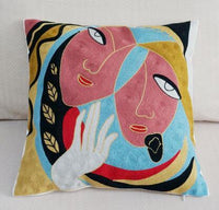 HKM-528915 Cotton and Linen 45x45cm Embroidered Cushion Cover