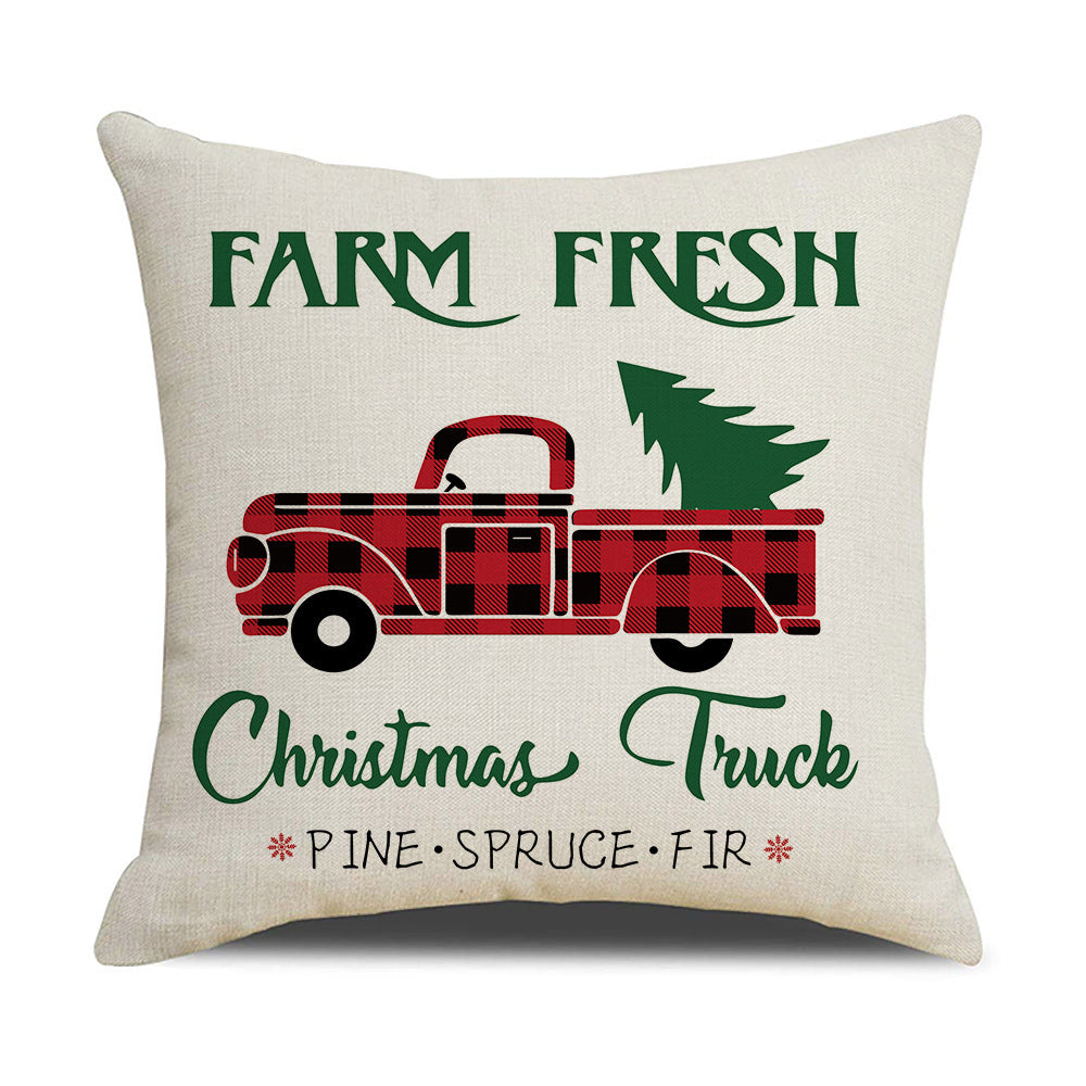 HKM-528979 Cartoon Anime Linen Cushion Cover 45x45cm - Christmas Series