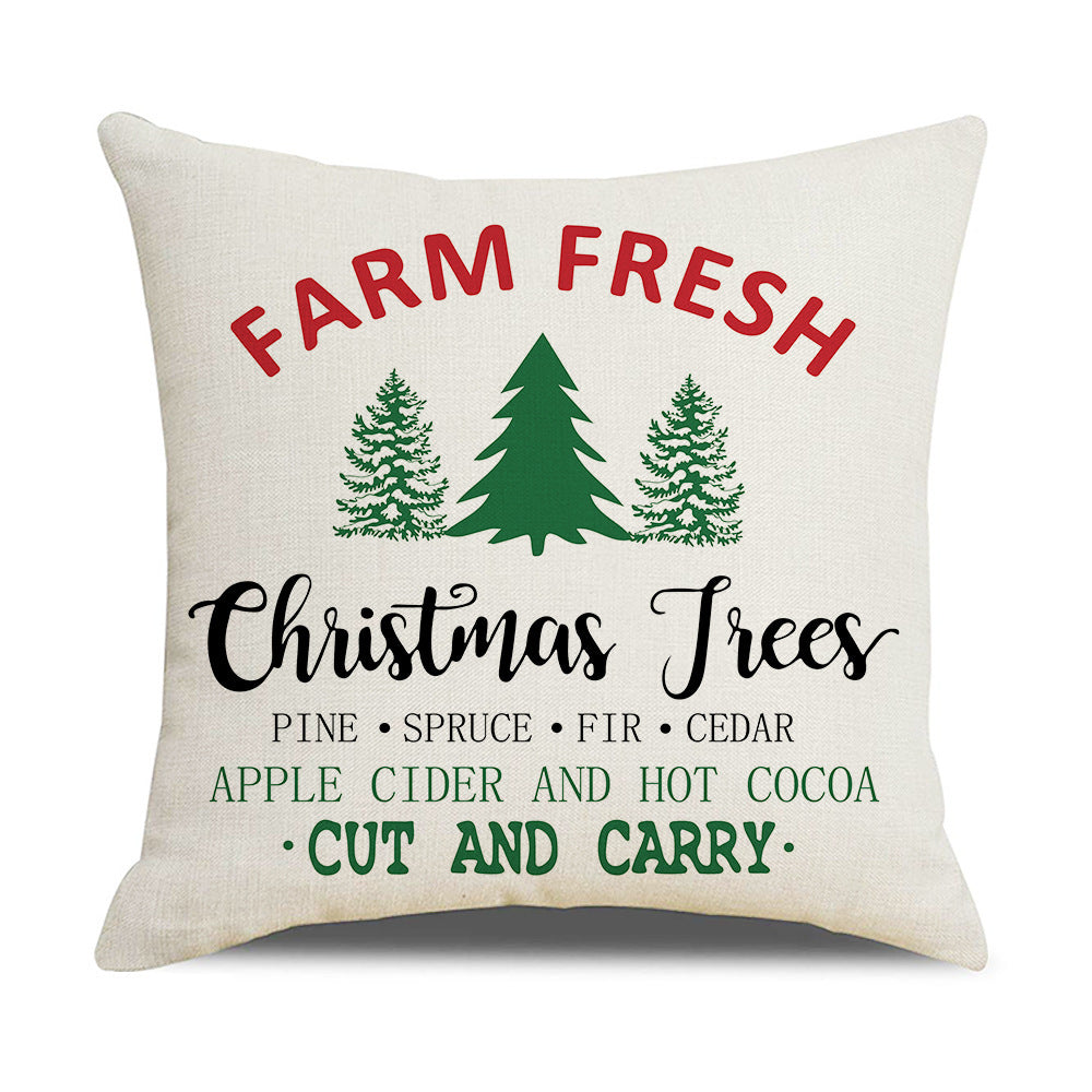 HKM-528979 Cartoon Anime Linen Cushion Cover 45x45cm - Christmas Series