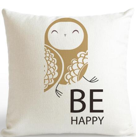 HKM-529235 Be Happy Bear Plush Cushion Cover - Soft 45x45cm Pillowcase