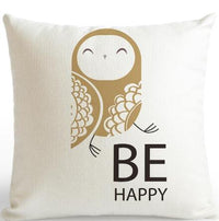 HKM-529235 Be Happy Bear Plush Cushion Cover - Soft 45x45cm Pillowcase
