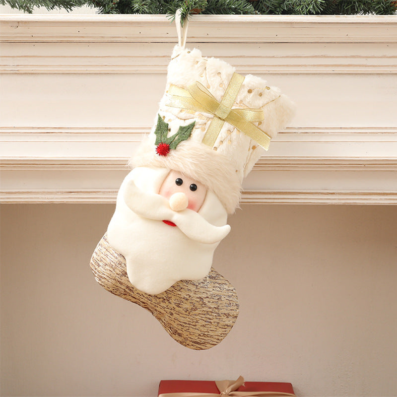 HKM-529299 Nordic Style White Christmas Socks - Fabric - Size 45*27cm