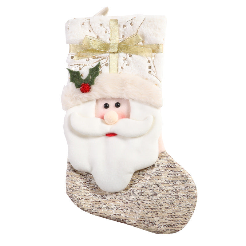 HKM-529299 Nordic Style White Christmas Socks - Fabric - Size 45*27cm