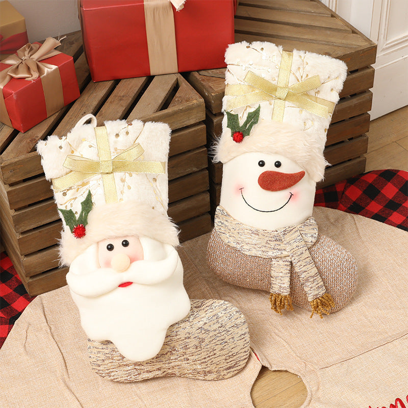HKM-529299 Nordic Style White Christmas Socks - Fabric - Size 45*27cm