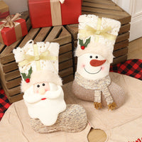 HKM-529299 Nordic Style White Christmas Socks - Fabric - Size 45*27cm
