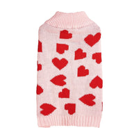 HKM-529427 Heart and Bow Design Acrylic Dog Sweater in Red and Pink for Stylish Pets