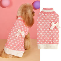 HKM-529427 Heart and Bow Design Acrylic Dog Sweater in Red and Pink for Stylish Pets
