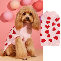 HKM-529427 Heart and Bow Design Acrylic Dog Sweater in Red and Pink for Stylish Pets