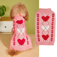 HKM-529427 Heart and Bow Design Acrylic Dog Sweater in Red and Pink for Stylish Pets