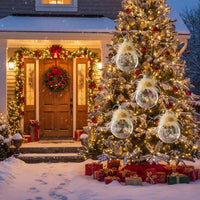 HKM-529491 4PCS Set of 4.7in Glitter Glass Christmas Ornaments for Holiday Tree and Home Decorations