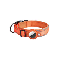 HKM-529683 Airtag-Compatible Leather Dog and Cat Traction Collar with Nylon Material for Location Tracking
