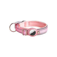 HKM-529683 Airtag-Compatible Leather Dog and Cat Traction Collar with Nylon Material for Location Tracking