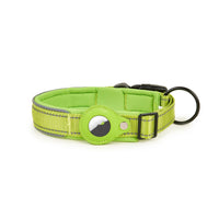 HKM-529683 Airtag-Compatible Leather Dog and Cat Traction Collar with Nylon Material for Location Tracking