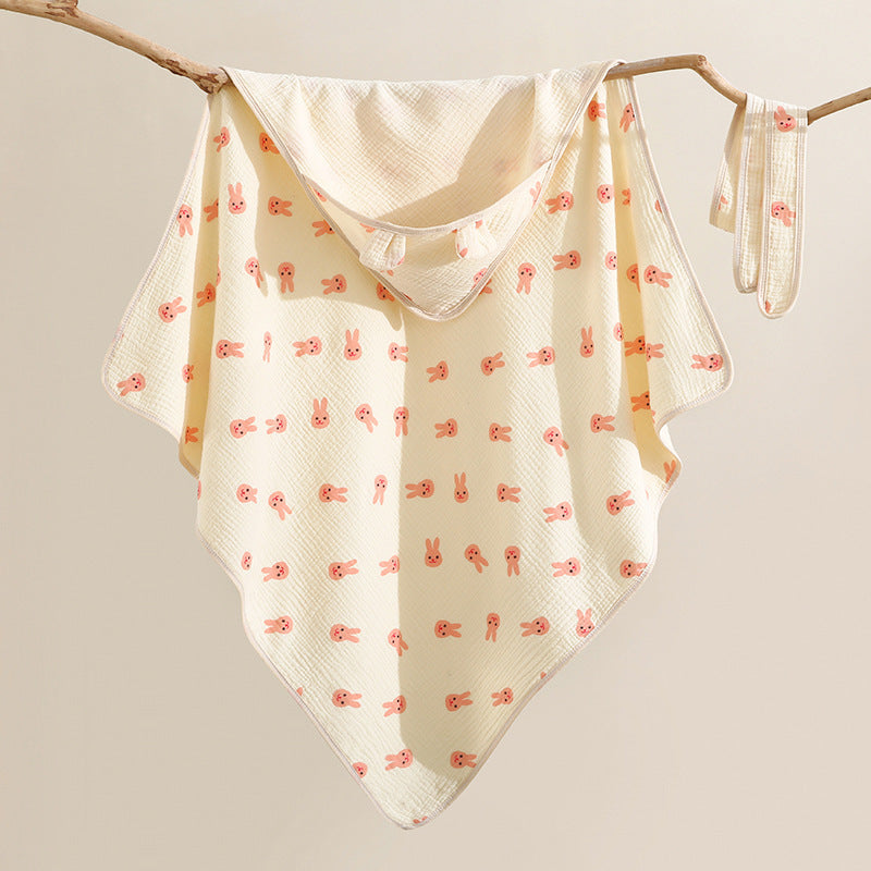 HKM-529683 Four-Layer Soft Cotton Baby Swaddling Quilt with Anti-Starle Design in Multiple Colors