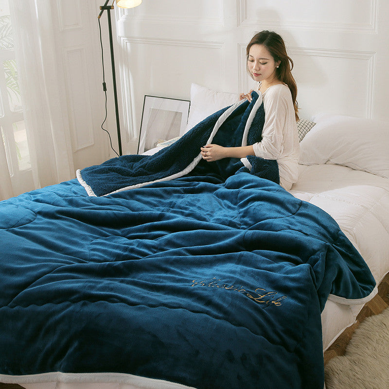HKM-529683 Luxurious Lamb Cashmere Three-Layer Blanket - Available in Multiple Sizes