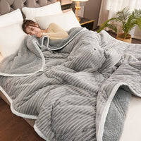 HKM-529683 Luxurious Lamb Cashmere Three-Layer Blanket - Available in Multiple Sizes