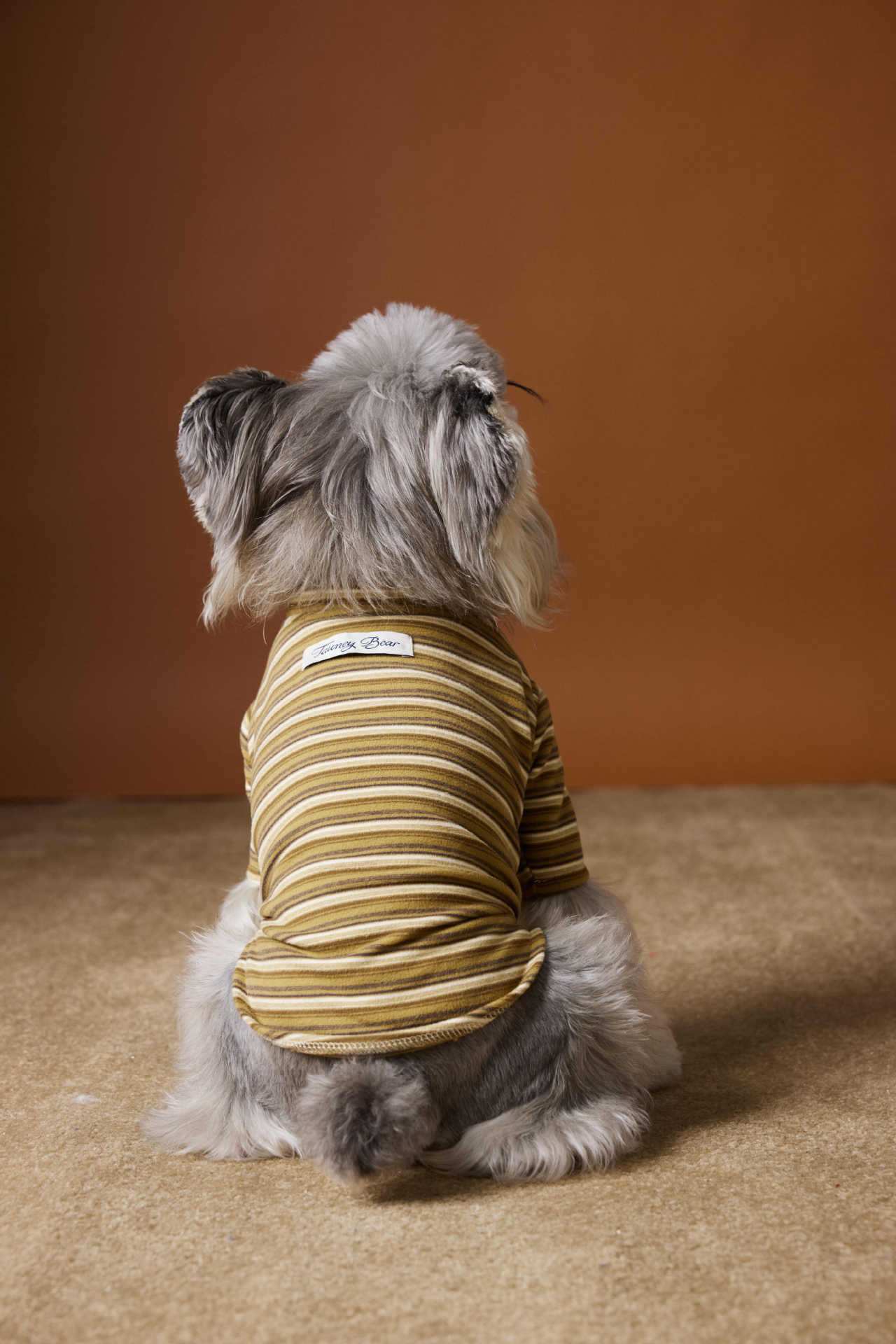 HKM-530003 Skin-Friendly Close-Fitting Dog Undershirt for Maltese & Schnauzer - Dark Blue, Brown, or Red Stripes