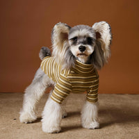 HKM-530003 Skin-Friendly Close-Fitting Dog Undershirt for Maltese & Schnauzer - Dark Blue, Brown, or Red Stripes