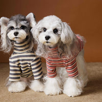 HKM-530003 Skin-Friendly Close-Fitting Dog Undershirt for Maltese & Schnauzer - Dark Blue, Brown, or Red Stripes