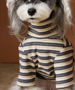HKM-530003 Skin-Friendly Close-Fitting Dog Undershirt for Maltese & Schnauzer - Dark Blue, Brown, or Red Stripes