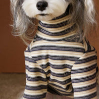 HKM-530003 Skin-Friendly Close-Fitting Dog Undershirt for Maltese & Schnauzer - Dark Blue, Brown, or Red Stripes