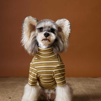 HKM-530003 Skin-Friendly Close-Fitting Dog Undershirt for Maltese & Schnauzer - Dark Blue, Brown, or Red Stripes