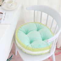 HKM-530067 Plush Macaron Biscuit Thickened Stool Cushion for Office, Bay Window, or Dining Chair - Available in Blue, Green, Yellow