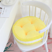 HKM-530067 Plush Macaron Biscuit Thickened Stool Cushion for Office, Bay Window, or Dining Chair - Available in Blue, Green, Yellow