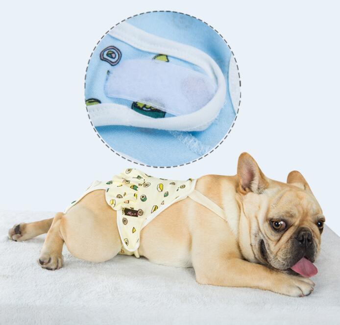HKM-530195 Casual Cotton Physiological Pants for Dogs - Anti-harassment Design, Yellow & Blue, Sizes S-XL