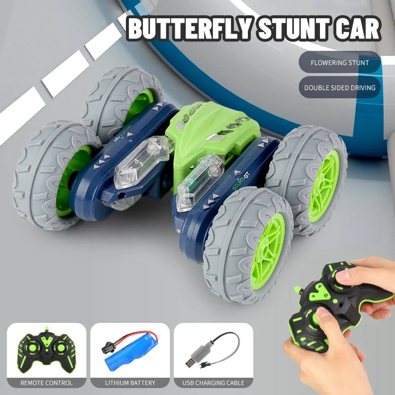 HKM-530259 Double-Sided Swing Arm RC Stunt Car with LED Flash Light, 2.4GHz 360 Rotation Remote Control Truck for Kids
