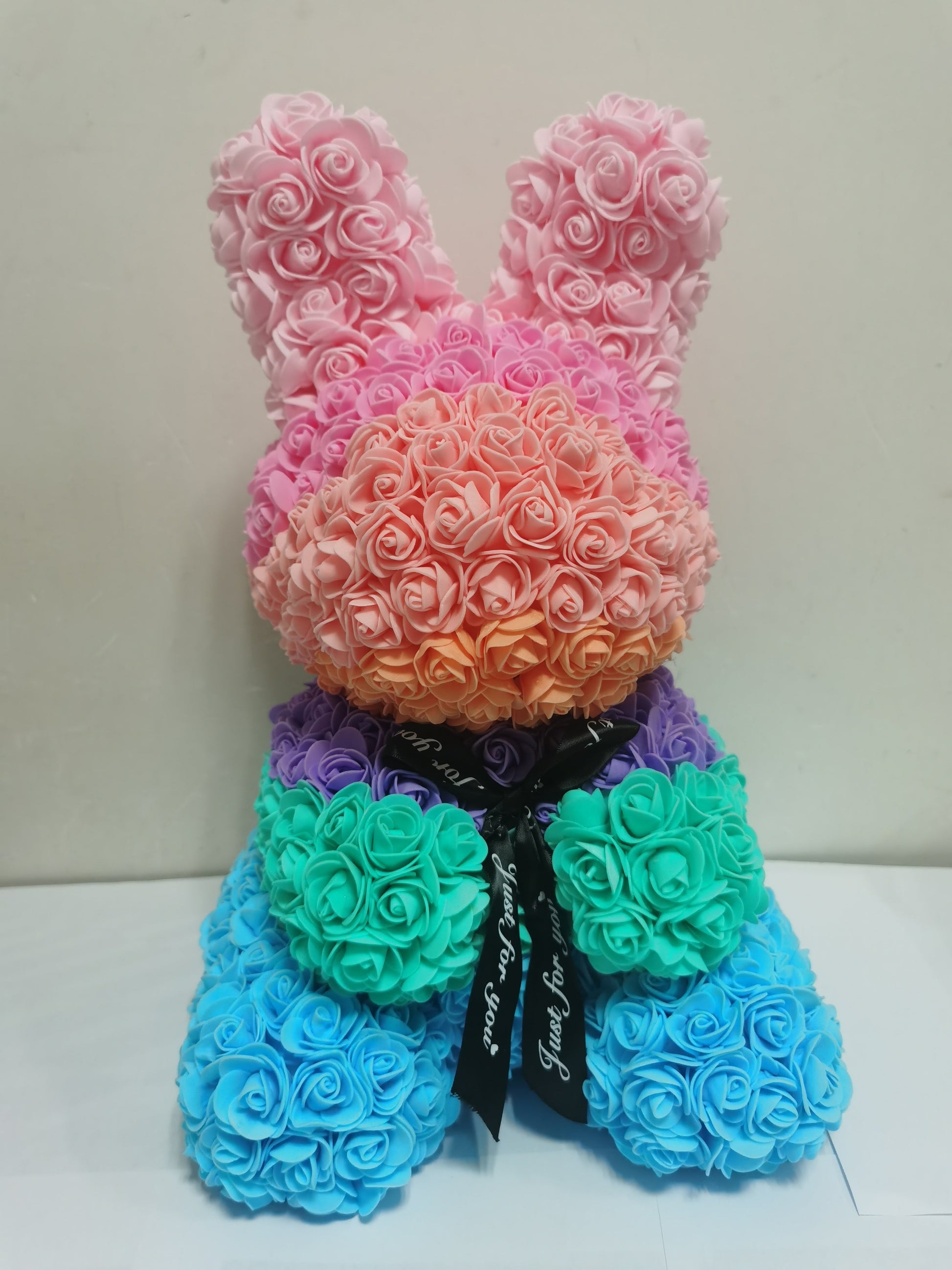 HKM-530451 Eternal Rose Bunny Decoration for Romantic Occasions - Ideal Wedding, Engagement & Gift Choice 45cm