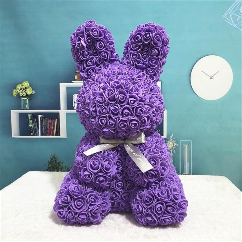 HKM-530451 Eternal Rose Bunny Decoration for Romantic Occasions - Ideal Wedding, Engagement & Gift Choice 45cm