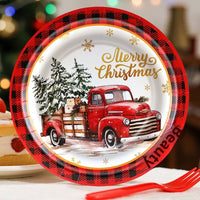HKM-530643 Christmas Cartoon Themed Disposable Tissue Paper Plates - 10 Pack of 7-inch and 9-inch Trays