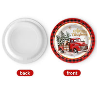 HKM-530643 Christmas Cartoon Themed Disposable Tissue Paper Plates - 10 Pack of 7-inch and 9-inch Trays