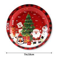 HKM-530643 Christmas Cartoon Themed Disposable Tissue Paper Plates - 10 Pack of 7-inch and 9-inch Trays
