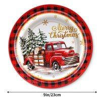 HKM-530643 Christmas Cartoon Themed Disposable Tissue Paper Plates - 10 Pack of 7-inch and 9-inch Trays