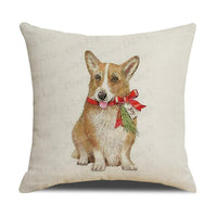 HKM-530643 Christmas White Cute Animal Printed Pillowcase 45x45cm Linen
