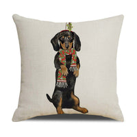HKM-530643 Christmas White Cute Animal Printed Pillowcase 45x45cm Linen