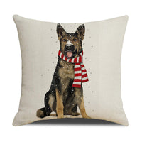 HKM-530643 Christmas White Cute Animal Printed Pillowcase 45x45cm Linen