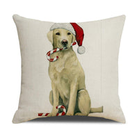 HKM-530643 Christmas White Cute Animal Printed Pillowcase 45x45cm Linen