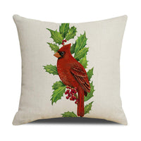 HKM-530643 Christmas White Cute Animal Printed Pillowcase 45x45cm Linen